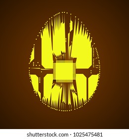 Abstract egg. Egg in an electronic circuit. Vector illustration.