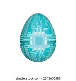Abstract egg. Egg in an electronic circuit. Vector illustration.