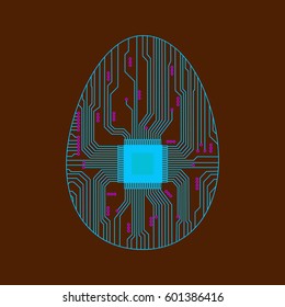 Abstract egg. Egg in an electronic circuit. Vector illustration.