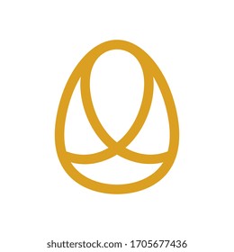 Abstract egg logo icon design template, line art style, gold color symbol - Vector