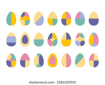 Abstract eggs colection for Easter. Vector Illustartion.