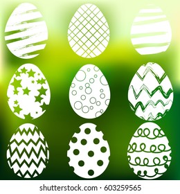 Abstract eggs set for easter isolate on white background. Vector illustration.