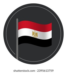 Resumen icono plano de bandera egipcia en círculo aislado de fondo blanco
