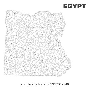 Abstract Egypt map isolated on a white background. Triangular mesh model in black color of Egypt map. Polygonal geographic scheme designed for political illustrations.
