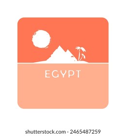 Abstract Egyptian landscape with pyramids. Logotype template for tourist business. Vector logo. Perfect concepts with palms, pyramids and sun.