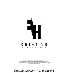 abstract eh logo letter in shadow design concept