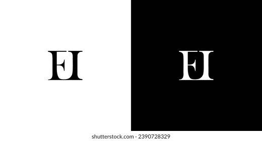 Abstract EI Letter Logo Design Template Vector in black and white color