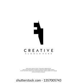 abstract EI logo letter in shadow design concept
