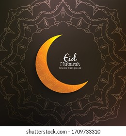 Abstract Eid Mubarak background with crescent moon