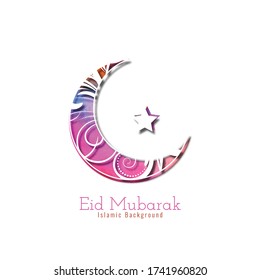 Abstract Eid Mubarak background design with crescent moon