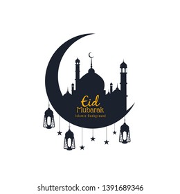 Abstract Eid Mubarak crescent moon background