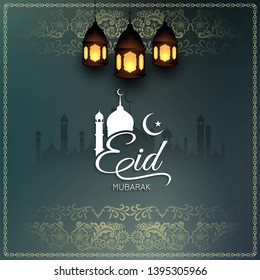 Abstract Eid Mubarak decorative religious background vector
