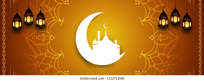 Abstract Eid Mubarak festival banner stylish design