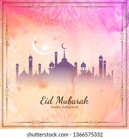 Abstract Eid Mubarak Islamic background vector