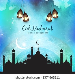 Abstract Eid Mubarak religious background vector