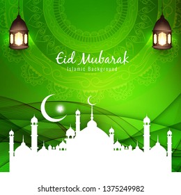 Abstract Eid Mubarak religious greeting background vector