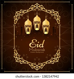 Abstract Eid Mubarak religious greeting background vector