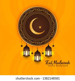Abstract Eid Mubarak religious greeting background vector