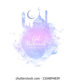 Abstract Eid Mubarak stylish watercolor vector background