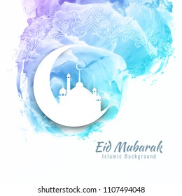 Abstract Eid Mubarak watercolor background design