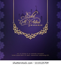 Abstract Eid-Al-Adha Mubarak festival greeting blue background