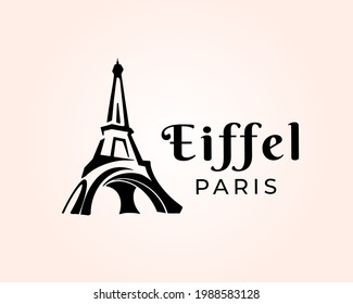 abstract eiffel tower art logo design template illustration