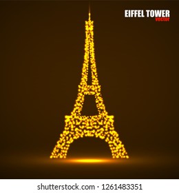 Abstract Eiffel Tower of glowing particles. Vector