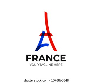 Abstract Eiffel Tower logo template. Line symbol of Paris vector design. Architecture of france logotype