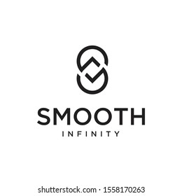 Abstract eight logo with pin symbol design template