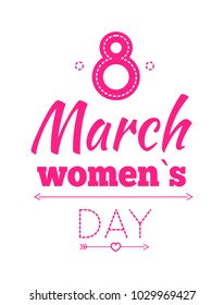 Abstract eight number symbol, best wishes on International women's day vector illustration poster isolated on white background, greeting card design
