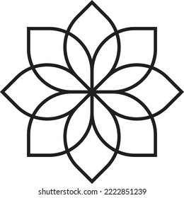 Abstract eight petal flower logo illustration in trendy and minimal style isolated on background