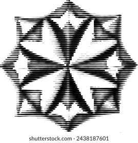 Abstract eight-pointed star pattern in high contrast.