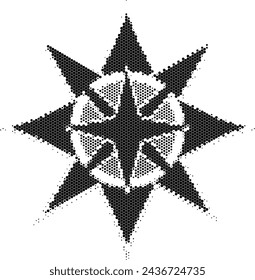 Abstract eight-pointed star symbol in a dot matrix illustration style