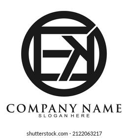 Resumen del logotipo del vector creativo del alfabeto EK