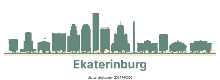 Abstract Ekaterinburg Russia City Skyline with Color Buildings. Vector Illustration. Business Travel and Tourism Concept with Modern Architecture.