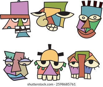 Abstract ekspressionist character face - illustration design icon - for asset, elements or your unique design