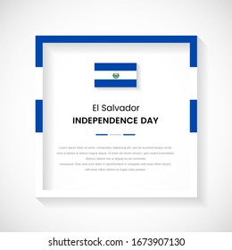 Abstract El Salvador flag square frame stock illustration. Creative country frame with text for Independence day of El Salvador.