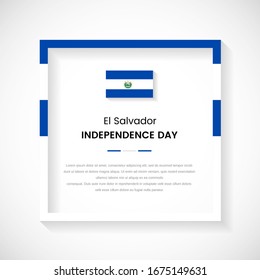 Abstract El Salvador flag square frame stock illustration. Modern country frame with text for Independence day of El Salvador.