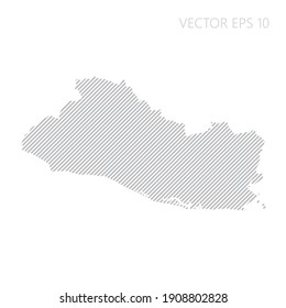 Abstract El Salvador map with gray diagonal lines. El Salvador stripes map. Vector illustration EPS10.