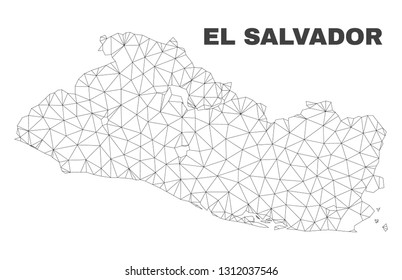 Abstract El Salvador map isolated on a white background. Triangular mesh model in black color of El Salvador map. Polygonal geographic scheme designed for political illustrations.