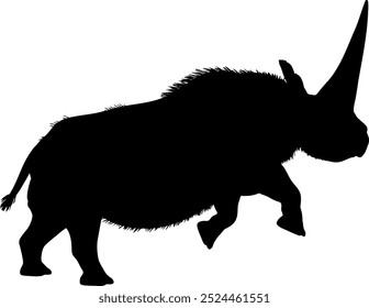 Rinoceronte elasmoterio Abstractas, silueta negra de mamífero extinto. Elasmotherium dinosaurios rinoceronte Animal del período Jurásico.