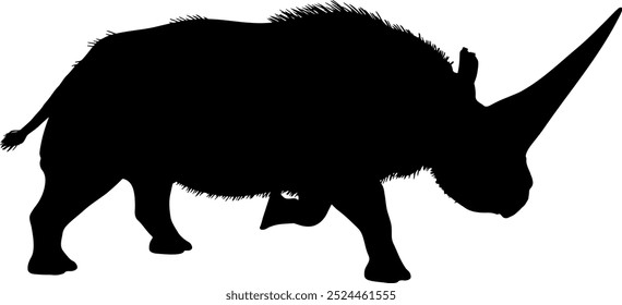 Rinoceronte elasmoterio Abstractas, silueta negra de mamífero extinto. Elasmotherium dinosaurios rinoceronte Animal del período Jurásico.