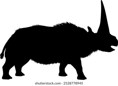 Rinoceronte elasmoterio Abstractas, silueta negra de mamífero extinto. Elasmotherium dinosaurios rinoceronte Animal del período Jurásico.