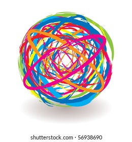 Abstract Elastic Band Icon Ball With Bright Colored Elements