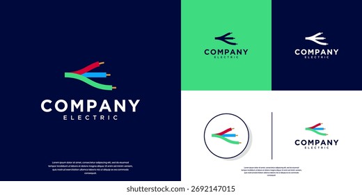 logotipo de cabo elétrico abstrato, símbolo de transferência de energia, serviços, ilustração de design vetorial.