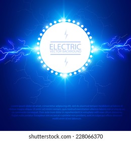 Abstract electric circle banner with lightning. Vector illustration