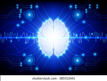 Abstract electric circuit digital brain technology concept