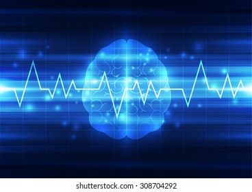 Abstract electric circuit digital brain,technology concept