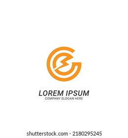 Resumen eléctrico industrial. Letra E con logotipo Power.