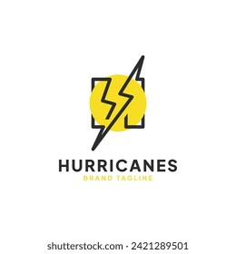 Abstract Electric Logo Template with Negative Space Lightning Bolt and Letter H Hurricanes